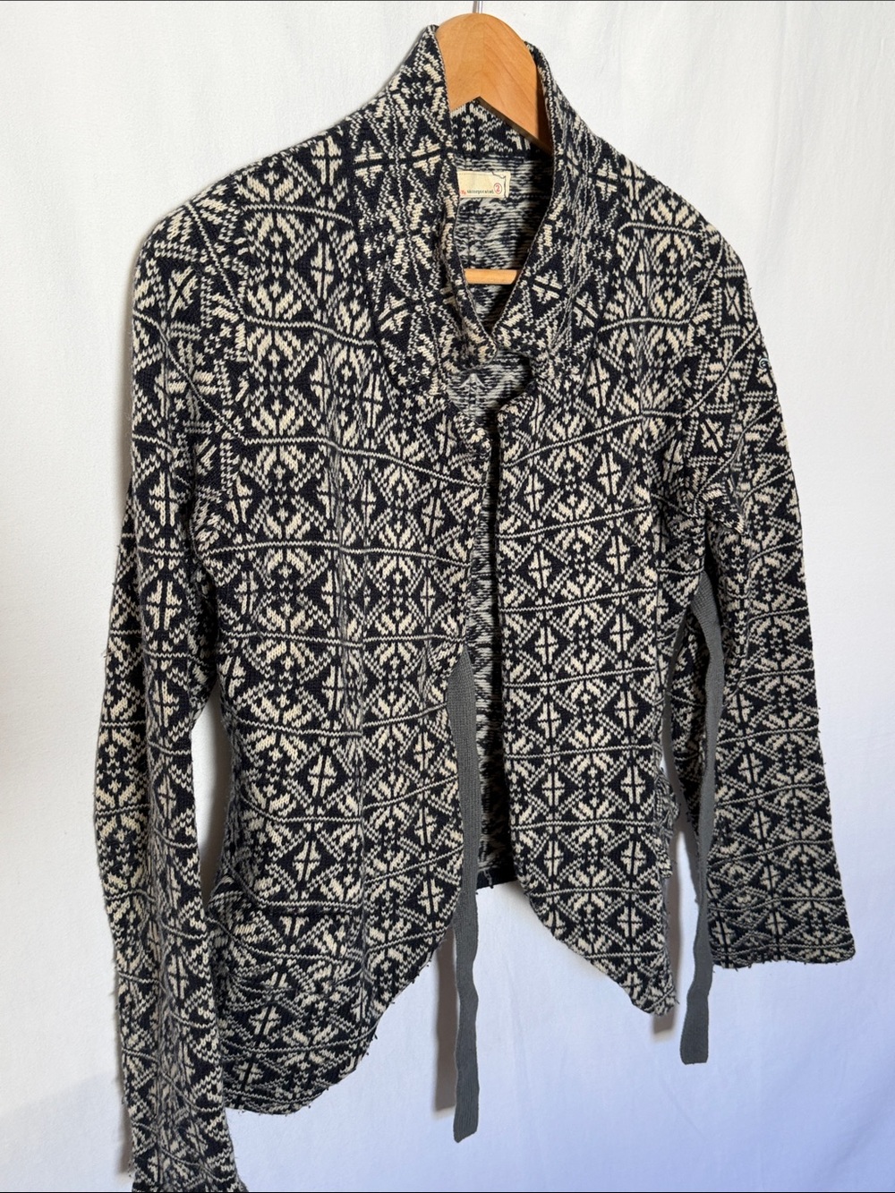 Odd Molly Black & Cream Patterned Knit Blazer